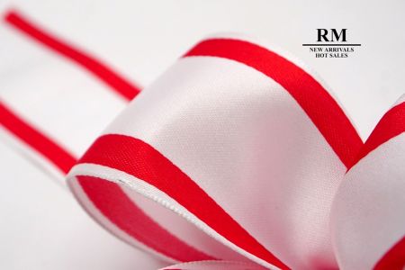 White and Red Edge 5 Loops Ribbon Bow_BW637-W921-1